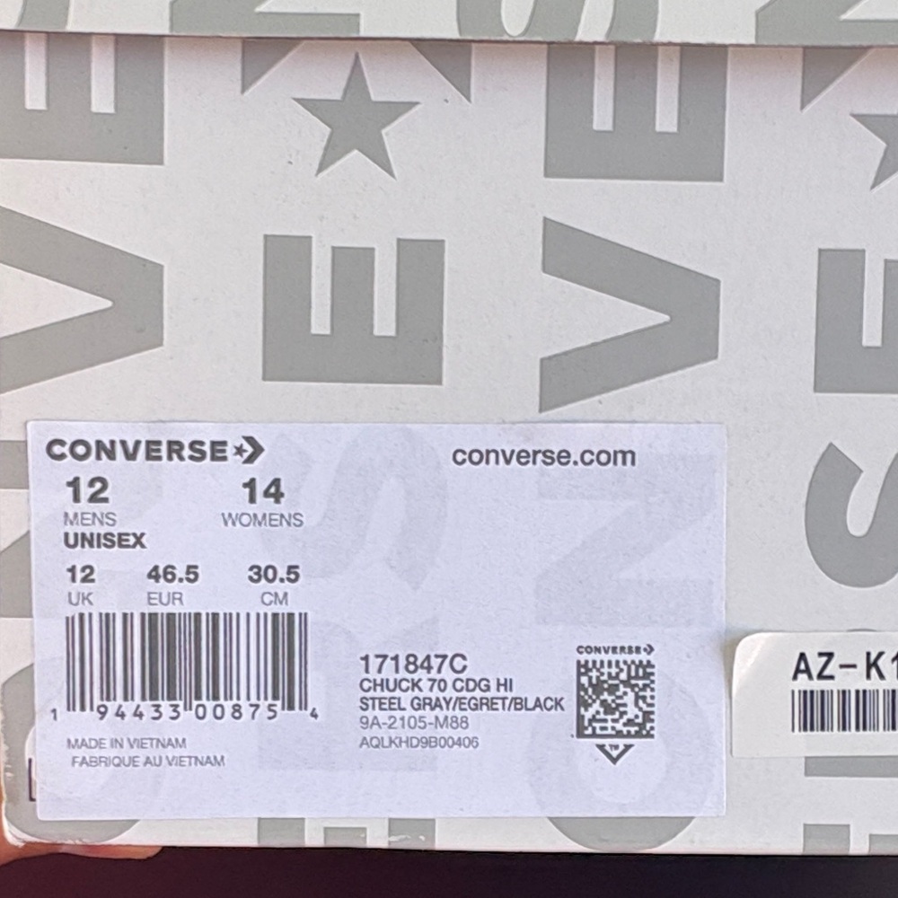 Converse Unisex Comme des Garcons shoes size 12 - Picture 8 of 13